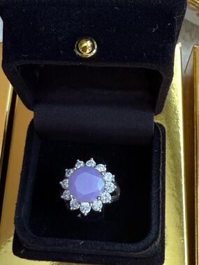 925 , 92.5% silver ring Handmade with light purple Gemstone &crystal Ring Size6